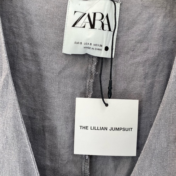 Zara Lillian Jumpsuit Linen Gray Size S - Picture 10 of 10